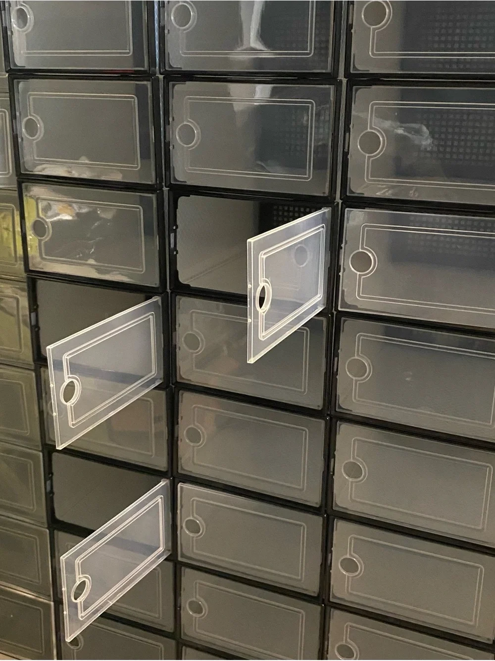 Modular Stackable Storage Drawers in Gray - Clear Front Organizer